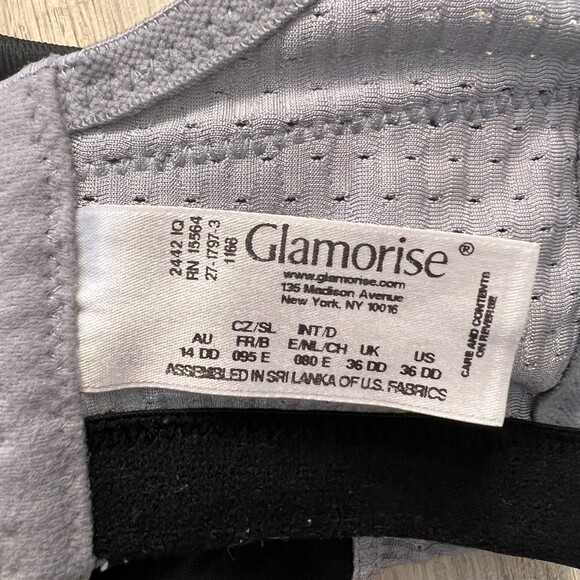 Glamorise Magic Lift Double Layer Sports Bra Grey Black Size 36 DD - Picture 2 of 6